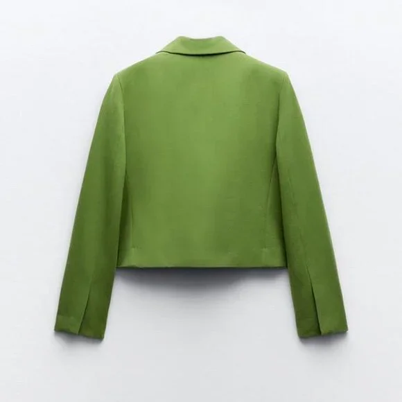 NWT Green Blazer FELT TEXTURE MULTI-POCKET BLAZER Size XS Color Lawn - Picture 8 of 12